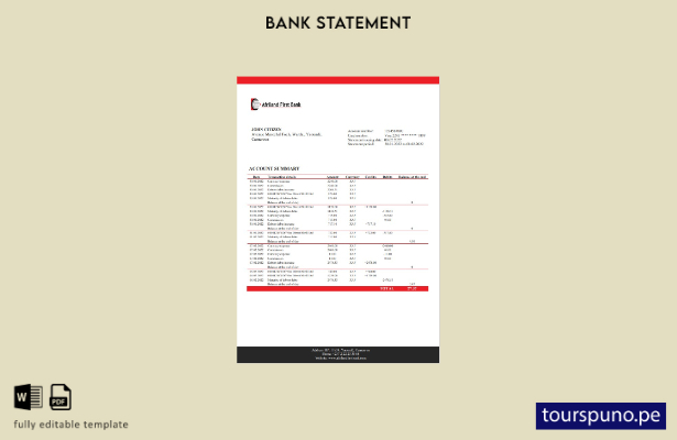 listo para imprimir Camerún Afriland Primera plantilla de Word   extracto bancar
